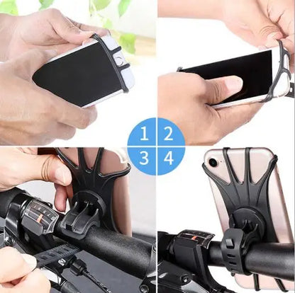 360 Rotatable Bicycle Phone Holder Bike MTB Moto Electric Vehicle Navigation Phone Strap Shockproof Elastic Silicone Holder