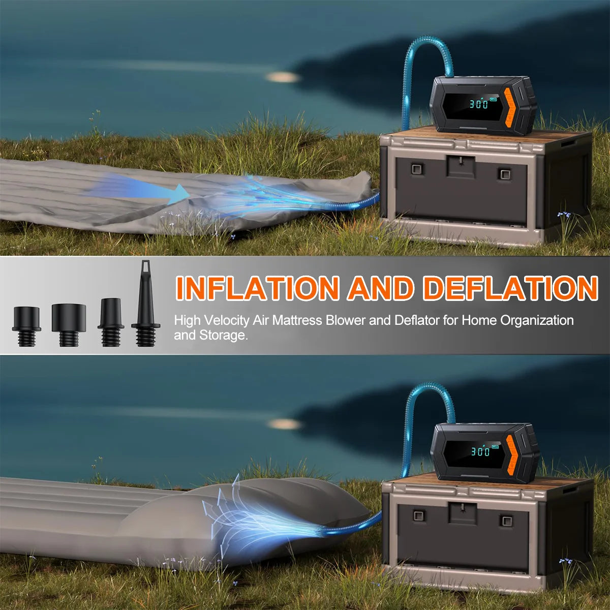 Jump Starter Air Compressor with Power Bank Portable 9000A Battery Booster 150PSI Tire Inflator 12V Car Starting Device