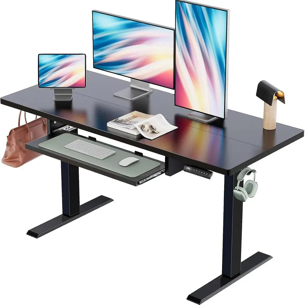 Ergonomic Standing Desk with Adjustable Keyboard Tray, 27.5-46.7 Height Range, 4 Memory Presets, Quiet Lifting, 48x24 Work Surfa