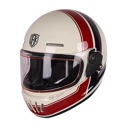 Retro-style full-face helmet with multi-color lenses, ABS material, DOT certified, suitable for all seasons