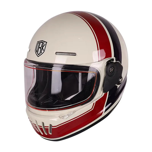 Retro-style full-face helmet with multi-color lenses, ABS material, DOT certified, suitable for all seasons
