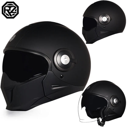 Motorcycle helmet men's and women's retro street bully combination full helmet all season detachable half helmet