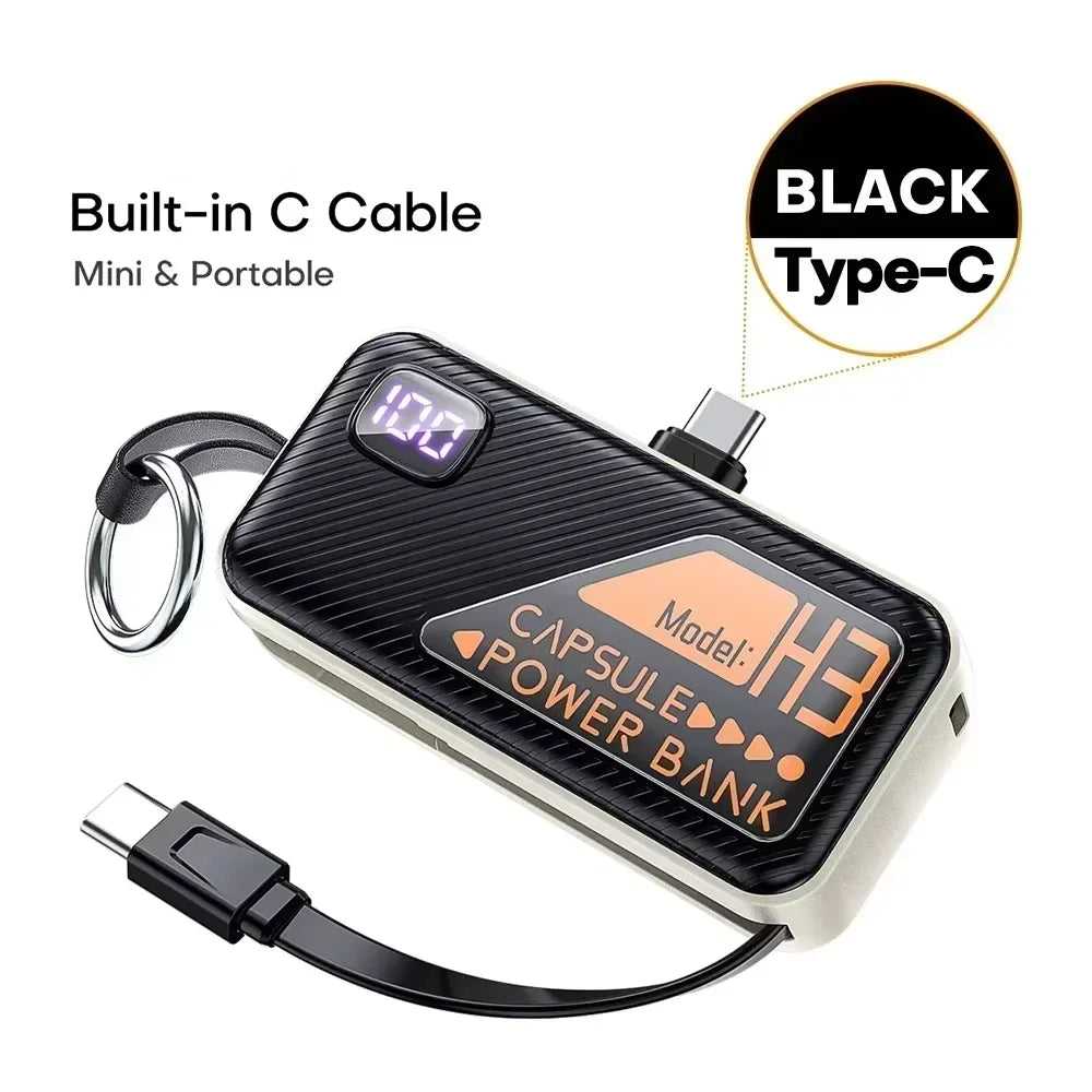 20000mAh Mini Power Bank PD20W Fast Charging Comes with Cable Digital Display PowerBank for IPhone13 14 15 16 Samsung and Xiaomi