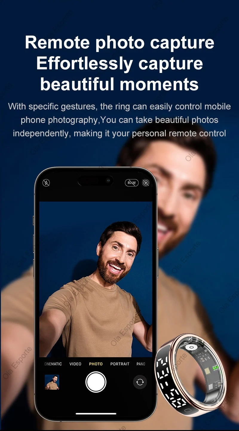 Smart Ring with Display Screen and Touch for Men Women, Health and Sleep Monitor, 5ATM Waterproof, Multi-sport Mode, Smartring