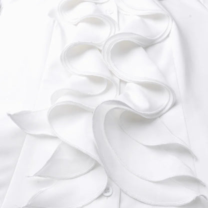 ZANZEA Elegant Women Blouse Ruffles Tops Fashion Long Sleeve Shirts Flounce Blusas Stylish OL Work Shirt Female White Blouses