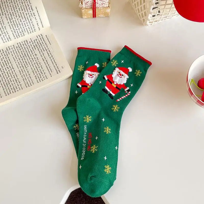 1/4pairs Men Christmas Socks New Year Funny Snowflake Beer Santa Claus Elk Snow Cotton Happy Socks Men Cartoon Women Sokken