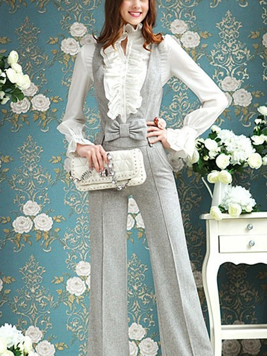 US Women Solid Lady Shirt Frilly Ruffle shirt Tops Flounce Casual Blouse Clothes Shirts