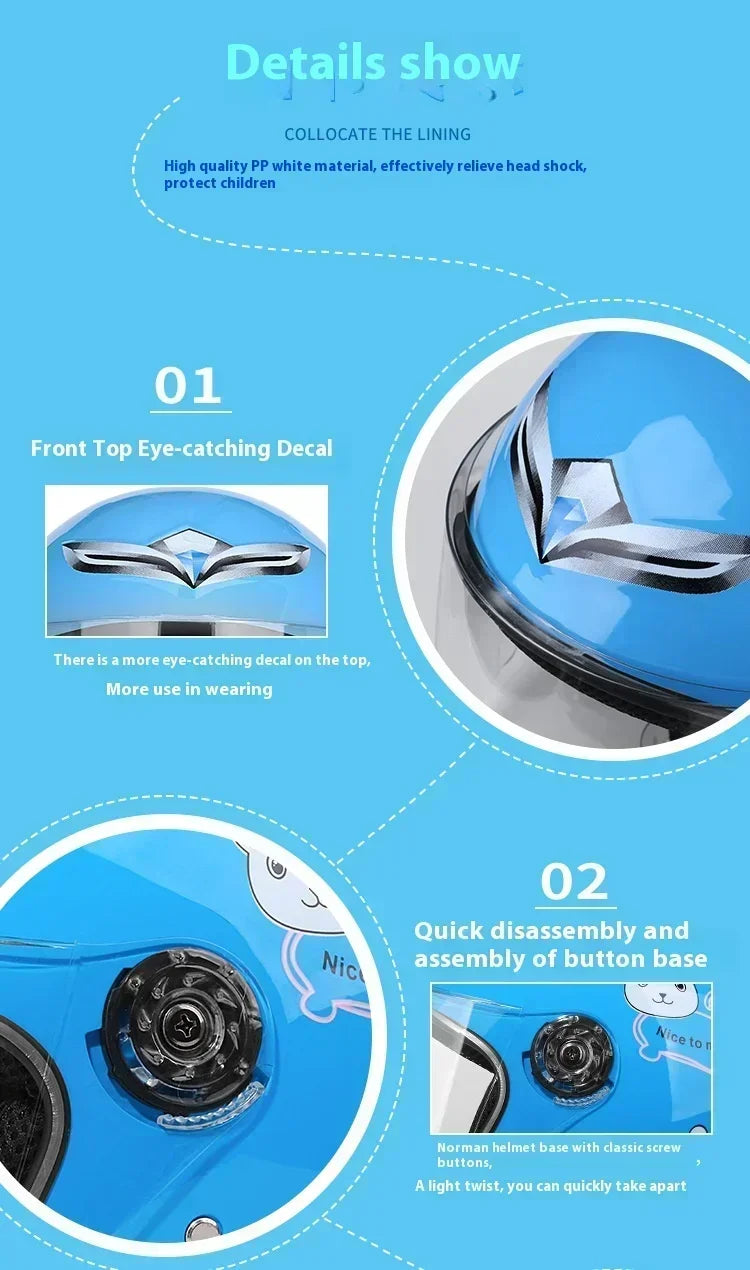 Cartoon Children Helmet With Pattern Four Seasons Safety Protection Child Outdoor Sports Motorcycle Open Face Cute