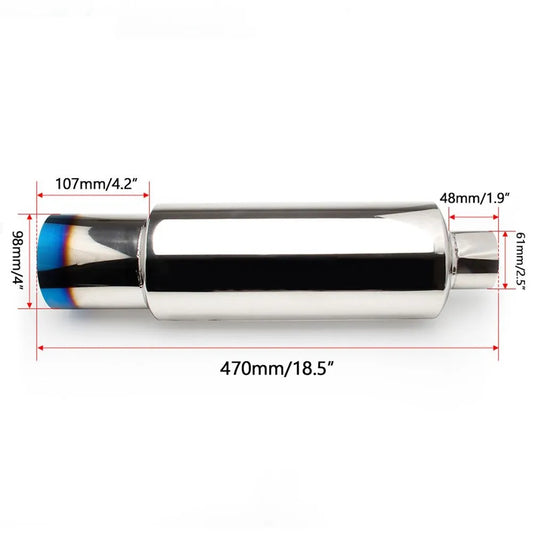 Auto Exhaust Muffler 2.5" Inlet 4" Outlet Stainless Steel Exhaust Tip Burnt Type Silencer Tail Pipe For Universal