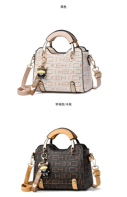 New with Printed Letters Women Square Handbag Messenger Bags with Pendant Office Ladies Bags Female Crossbody Shoulder Bags