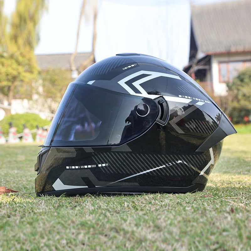 Motorcycle helmet, men's and women's dual lens full helmet, four season couple street bike safety helmet