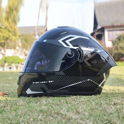 Motorcycle helmet, men's and women's dual lens full helmet, four season couple street bike safety helmet