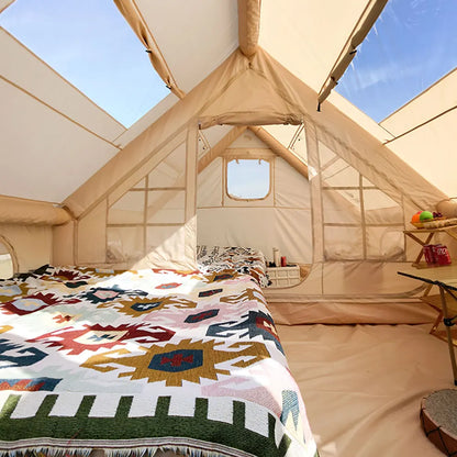 Camping Inflatable Tent for Family, PVC Skylight Air Tube, Camp Base Tents, 12 Square Meters, Large Space, 6-8 Person