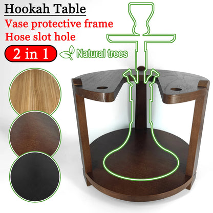 Shisha Stand Portable Wooden Hookah Table Holder Station With Wheels Rolling for Vase protection Hose Clamp Nargile Accessories