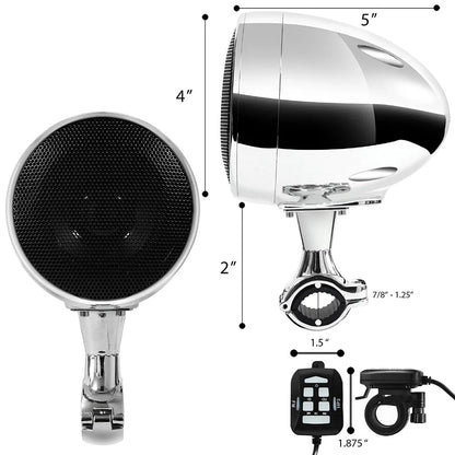 300W Amplifer 4 Inches Waterproof Motorcycle Stereo Bluetooth Radio Speakers High-End ATV UTV Audio Play System with USB AUX MP3