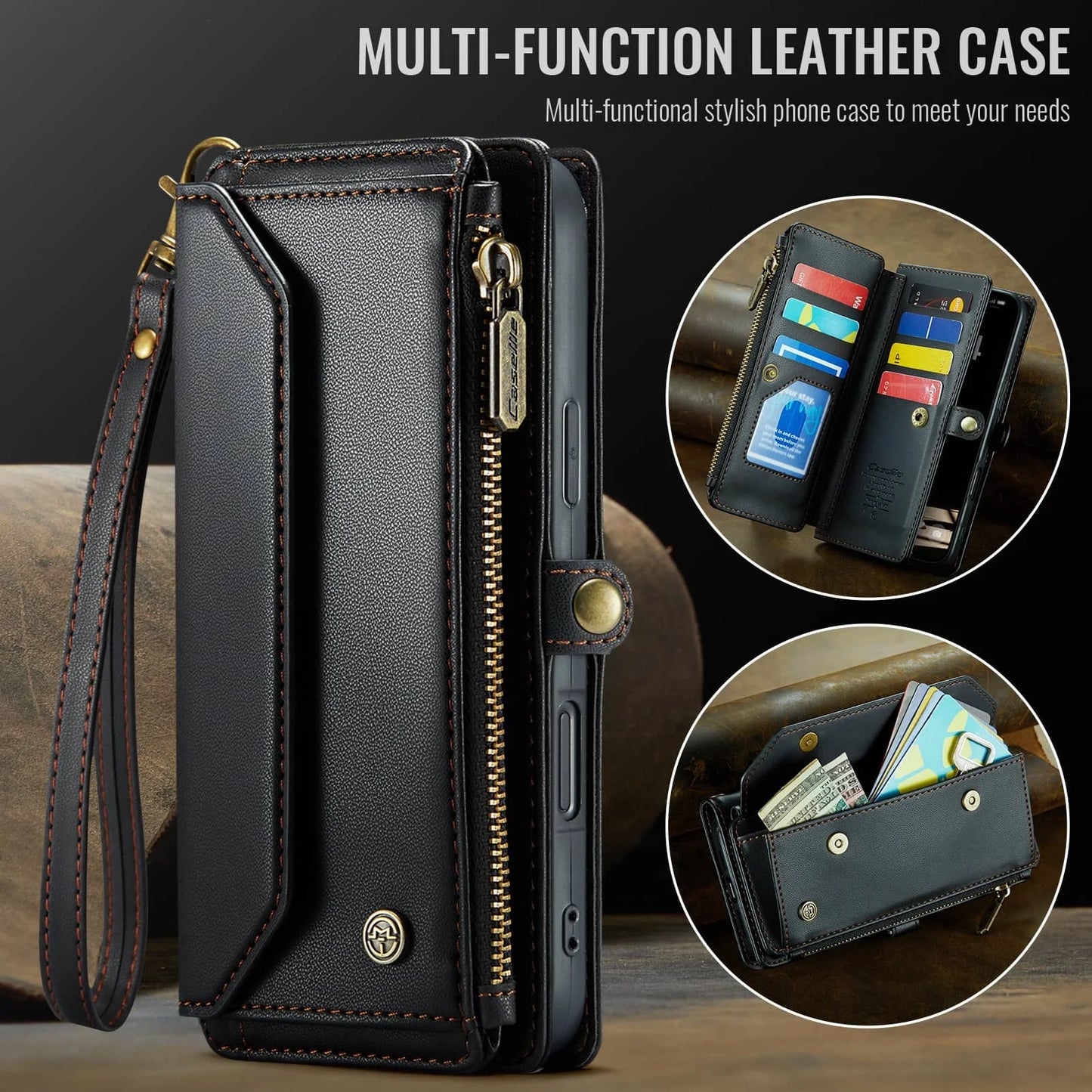Crossbody Wallet Case for iPhone 17 Pro Max iPhon Air 17 Pro,RFID Blocking, 7-10 Card Slots, PU Leather Flip Wristlet with Strap