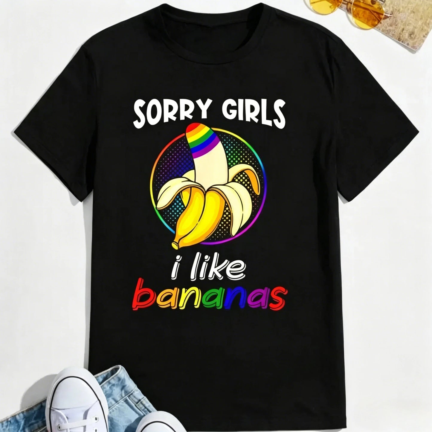 "Sorry Girl I Love Banana" Fun LGBTQ Gay Pride T-shirts Men Short Sleeve Fashion Streetwear Tshirts