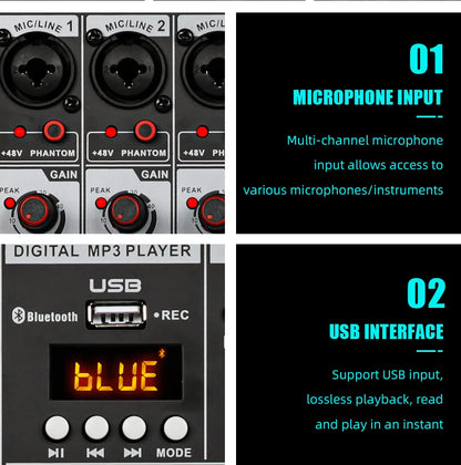 TKLBLS L12 mixer Professional 12 channel USB DJ PC 99 DSP effect  Bluetooth 48V party performance