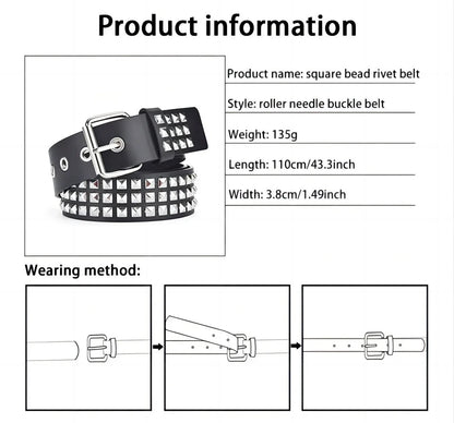 Trend Rivet Belt Heavy Metal Belt Men Women Punk Nightclub Rock Style Belt Jeans Belt Y2K Belt Fashion Decoration Women' Belt