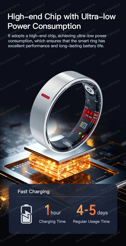 Men Women Fashion Smart Ring Sleep Heart Rate Blood Pressure Monitoring Bluetooth Connection Multiple Sports Modes Fitness Rings