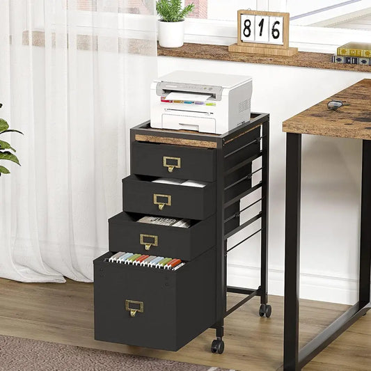 Mobile 3-Drawer Letter/A4 File Cabinet with Fabric, Under Desk Storage for Home Office on Wheels