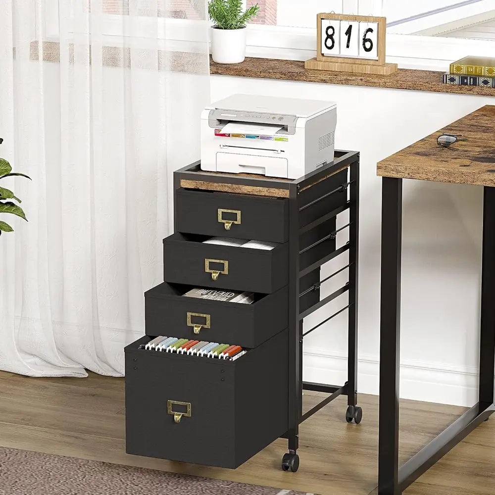 Mobile 3-Drawer Letter/A4 File Cabinet with Fabric, Under Desk Storage for Home Office on Wheels