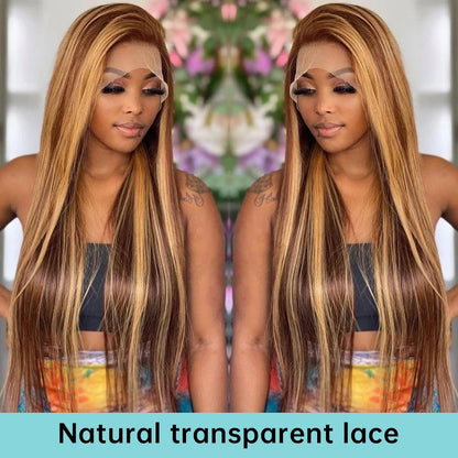 Honey Blonde 4/27 Highlight Wig 13x6 HD Lace Frontal Natural Hairline Pre-Plucked 13x4 Bone Straight Colored Lace Front Wigs