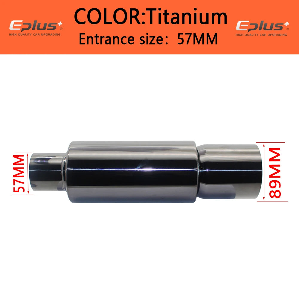 EPLUS Car&Motorcycle Exhaust Pipe Muffler Tail Pipe Universal High Quality Stainless Steel 51 57 63MM Exhaust End Output 89MM