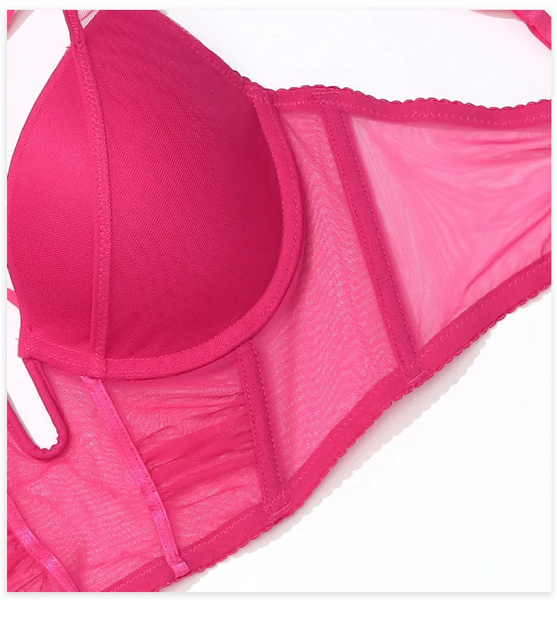 Hollow Out Lingerie Deep-V Neck Fishbone Underwear Push Up Women Sexy Lengthen Bra And Panty Sets Fashion Young Girls Intimates