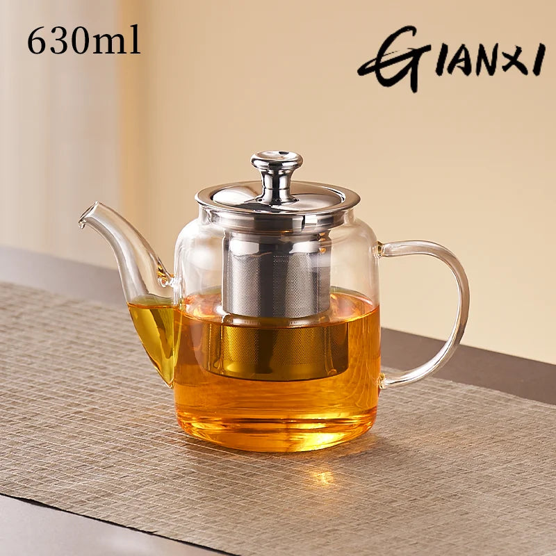 GIANXI Tea Teapot Household Large Capacity Glass Tea Maker Tea Separation Thickened High Temperature Tea Set Single Pot