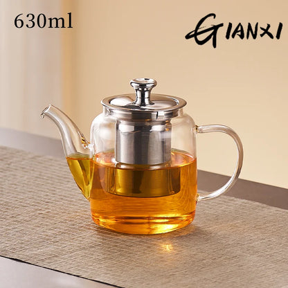 GIANXI Tea Teapot Household Large Capacity Glass Tea Maker Tea Separation Thickened High Temperature Tea Set Single Pot