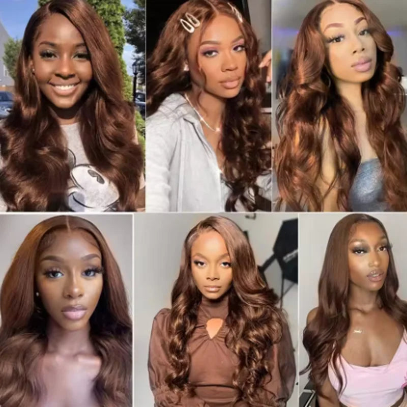 Chocolate Brown Body Wave Human Hair Wigs 13x6 Lace Frontal Wig Human Hair For Women Brazilian #4 Colored 13x4 Lace Front Wig