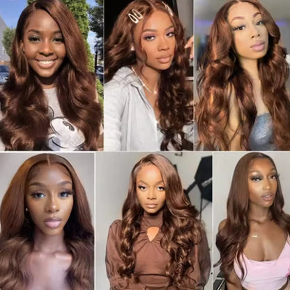 Chocolate Brown Body Wave Human Hair Wigs 13x6 Lace Frontal Wig Human Hair For Women Brazilian #4 Colored 13x4 Lace Front Wig