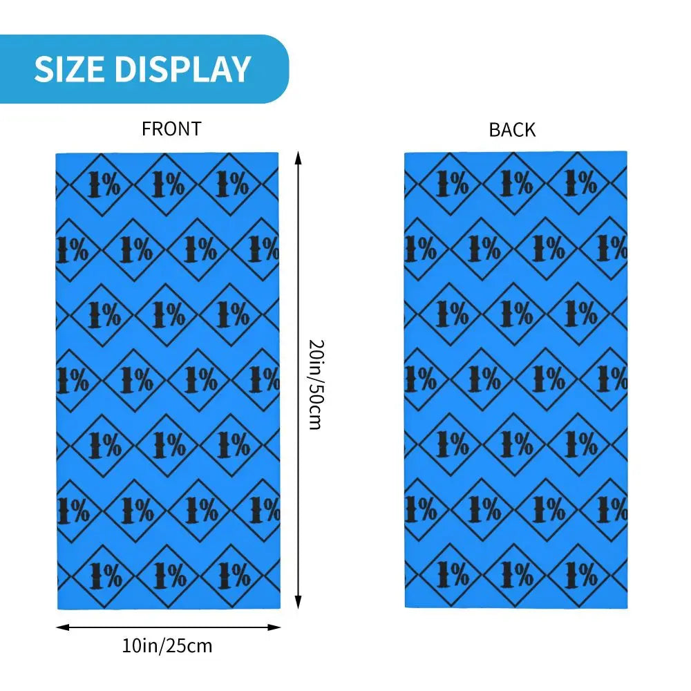 One Percenter 1% Bandana Neck Gaiter Printed Motorcycle Club Biker Mask Scarf Multifunctional Headwear Hiking for Men Women