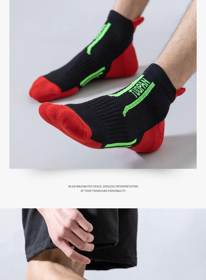2023 New Men Sports Socks Professional Outdoor Basketball Cushion Terry Towel Bottom Non-Slip Running Breathable Socks