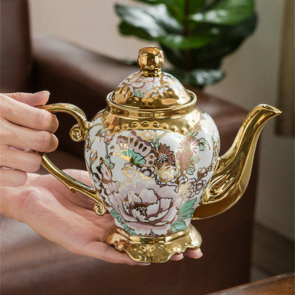 900ML European British Teapot  Porcelain High-Capacity Tea Pot With Filter Luxury Teaware Heat Resistant Kettle Pot Ceramic