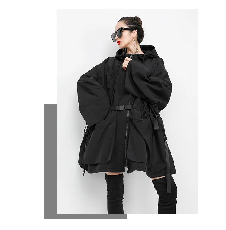 Amax luluE 2025 Fashion Korean Fall Ladies Loose Streetwear Womens Long Hooded Trench Coat Oversized Windbreaker Casual Clothes