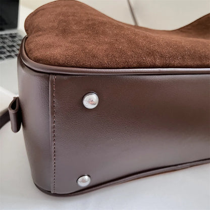 MOODS 2025 Autumn Latest Commute Shoulder Bags For Women PU Suede Pure Color Large Capacity Boston Bag Luxury Designer Handbags