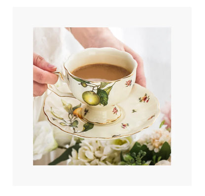 Vintage Lemon Teapot Coffee Cup and Saucer Set Beautiful Coffee Mug Modern Set Tania Bulhoes Luxury Design Cup