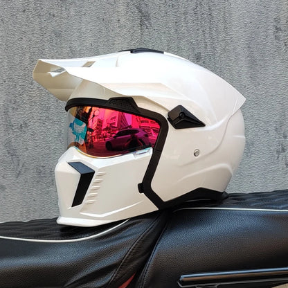 ORZ Street Fighter Combination Helmet Motorcycle Helmet Men's and Women's Retro Full Helmet Four Seasons Detachable DOT