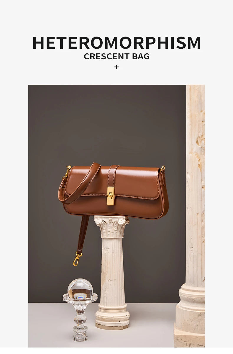 Toptrends Elegant Genuine Leather Underarm Shoulder Bags For Women 2025 Luxury Designer Crossbody Purses Saddle Ladies Handbags