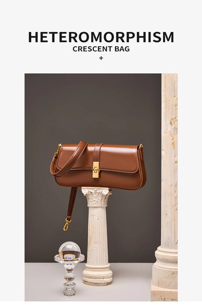 Toptrends Elegant Genuine Leather Underarm Shoulder Bags For Women 2025 Luxury Designer Crossbody Purses Saddle Ladies Handbags