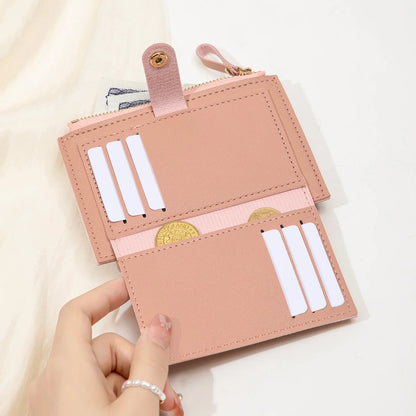 Minimalist and Fashionable Women's Short Card Bag Ultra-Thin Mini PU Leather Zero Wallet Women's Credit Card Holder Wallet