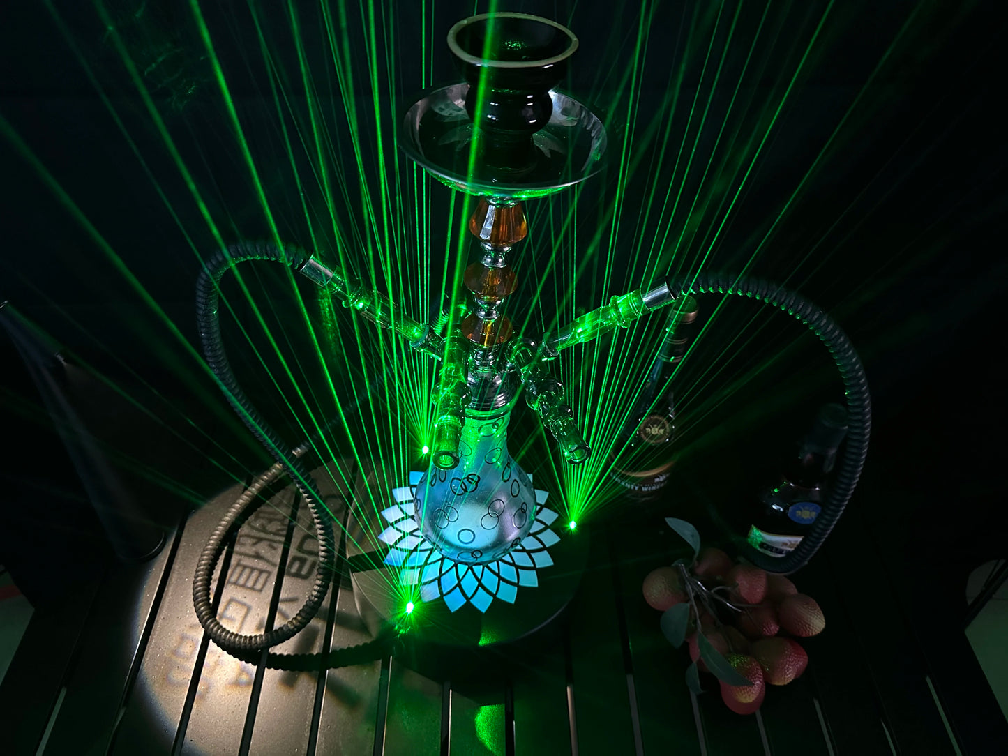 LED Smoking Table Lamp with Laser Light & Charging Base for Hookah Portable Neon Smoke Glow Lamp for Bar Party Laser Effects