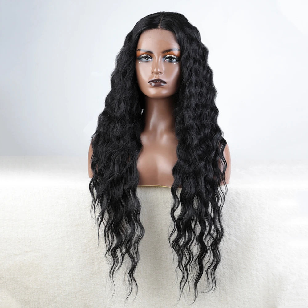 Synthetic Lace Front  Wig 30" Ombre Blonde Black Wig Baby Hair Wigs Long Wavy Hair Lace Wig For Women Lace Front Wig Cosplay Wig