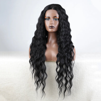 Synthetic Lace Front  Wig 30" Ombre Blonde Black Wig Baby Hair Wigs Long Wavy Hair Lace Wig For Women Lace Front Wig Cosplay Wig