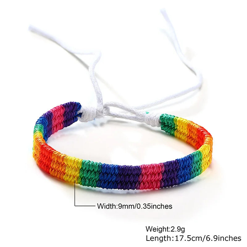 LGBT Bracelet Braided Friendship Bracelets Stylish Hand Woven Bracelet Rainbow Adjustable Size Pride Wristbands