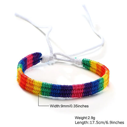 LGBT Bracelet Braided Friendship Bracelets Stylish Hand Woven Bracelet Rainbow Adjustable Size Pride Wristbands