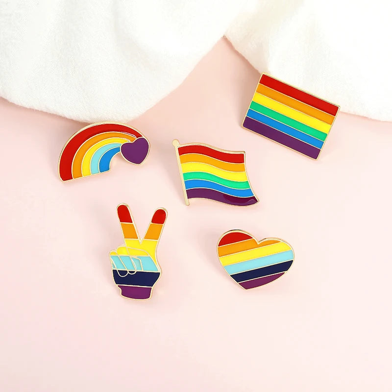Rainbow Heart Enamel Pin Pride Tooth Book Cats Brooches Collar Badge LGBTQ Love is Love Gay Lesbian Jewelry Gift