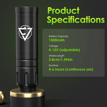 KVM Wireless Tattoo Machine Pen 1500mah Battery 6 Hours Life 3.8mm Stroke Cordless Tattoo Machine Pen Tattoo Accessories